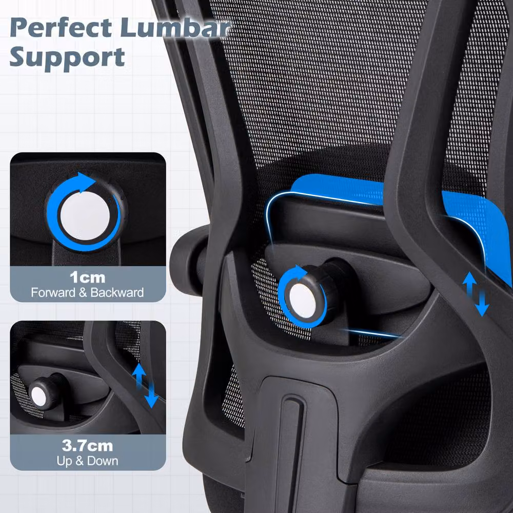 Costway Ergonomic Black Fabric Office Chair with Headrest and 360 Degree Swivel – 10