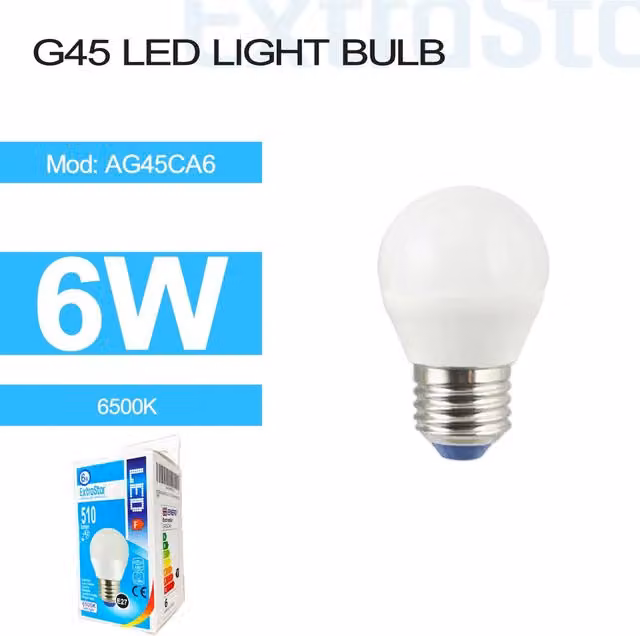 Livingandhome 6W LED Globe Bulb E27 in Cool White 6500K