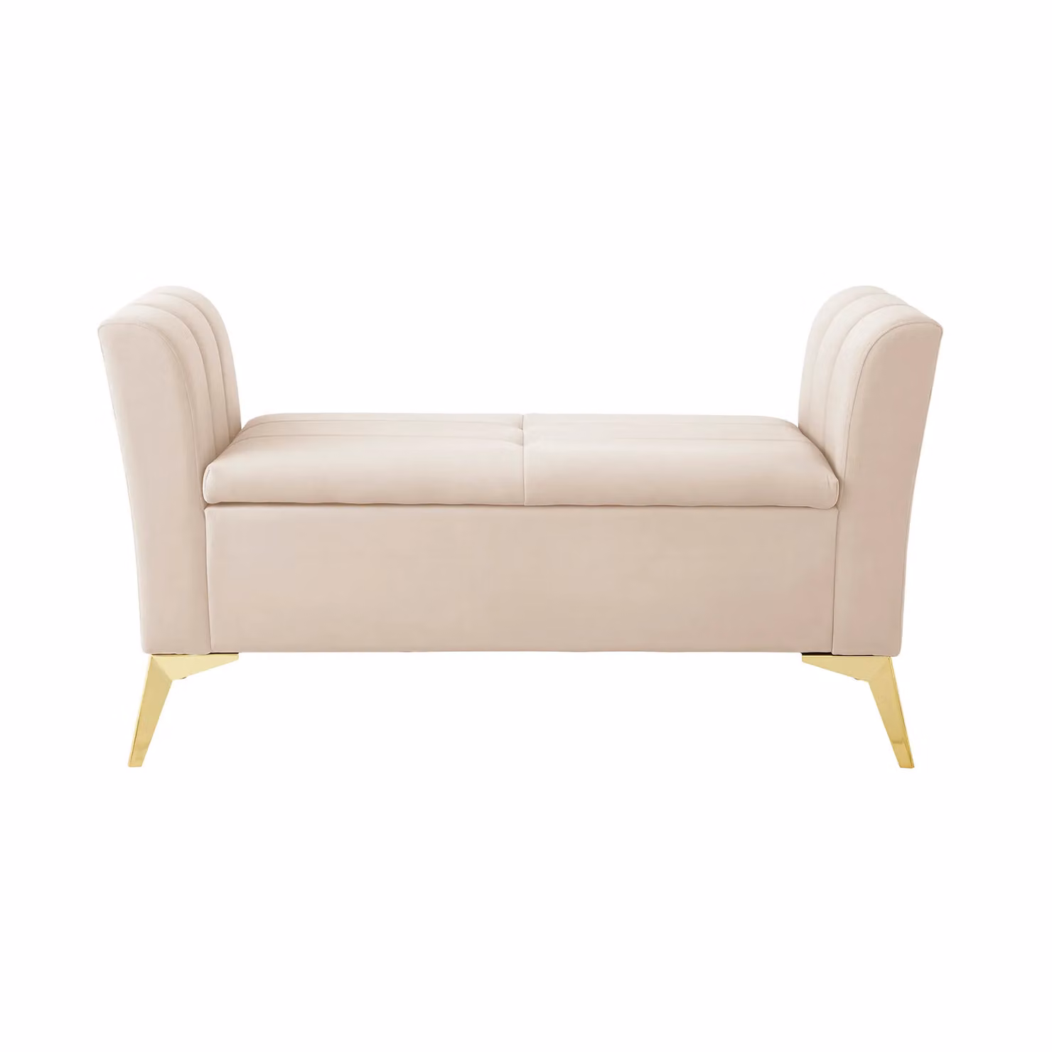 GFW Pettine Velvet Upholstered Storage Ottoman Bench in Pink, Grey or Beige – 2