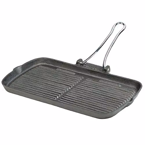 Typhoon Black Cast Iron Rectangular Chargriller Grill Pan, 35 cm
