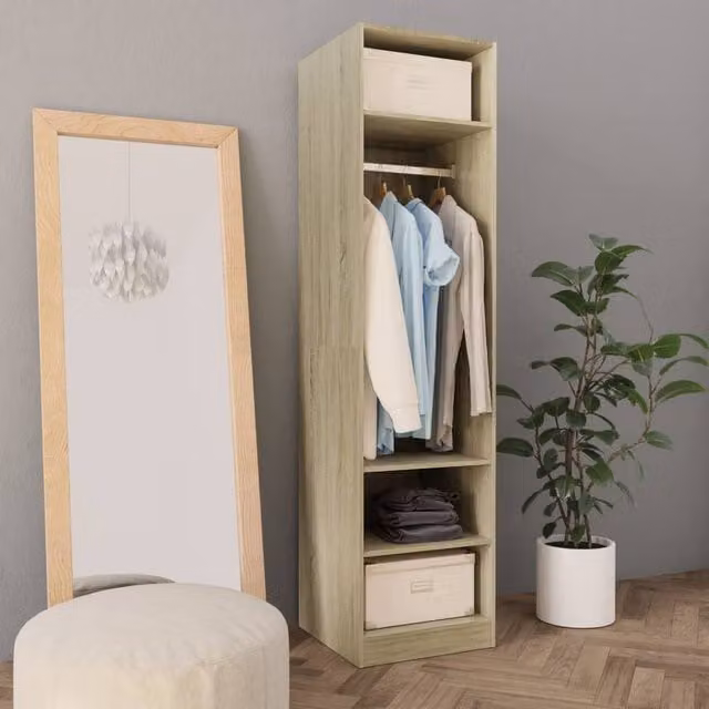 Berkfield Home Sonoma Oak Wardrobe in Brown and Beige, W/D/H: 50 x 50 x 200 cm – 1
