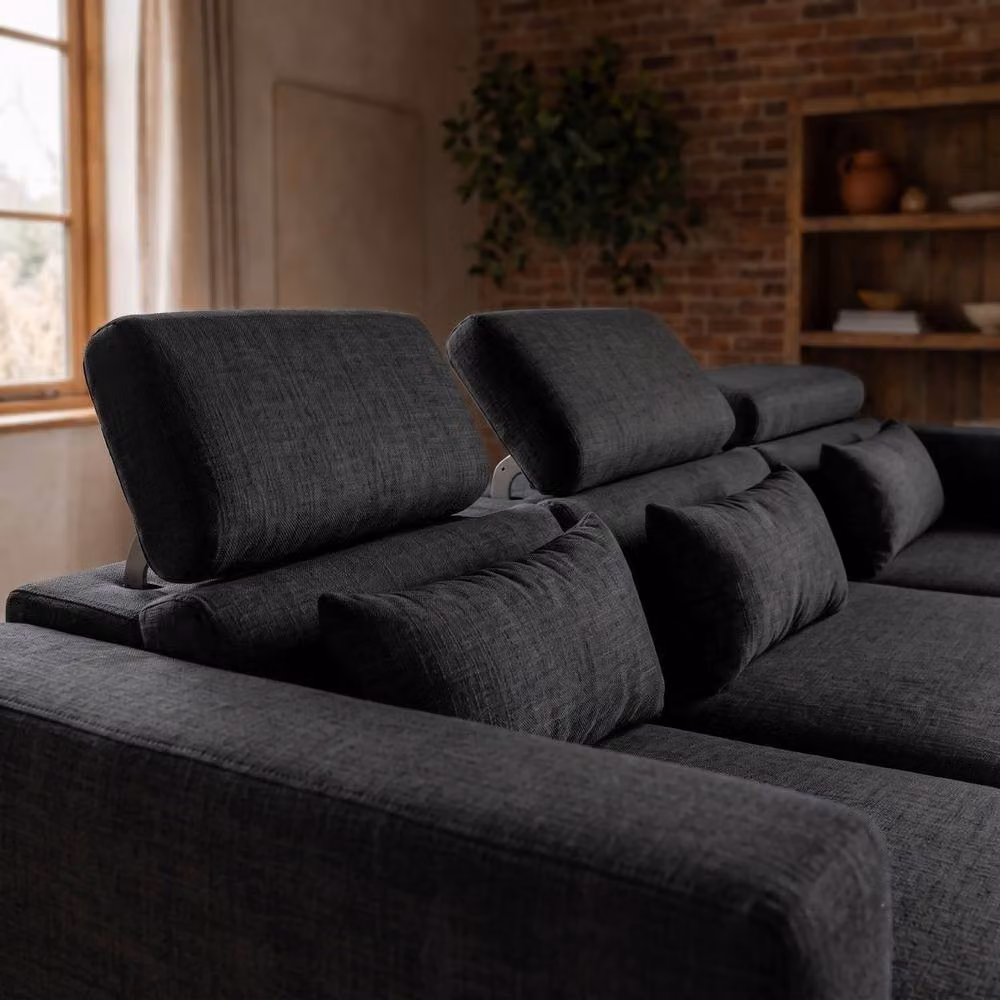 Sofaya Chelsea U-Shape Convertible Sofa Bed with Hidden Storage in Black Fabric – 4