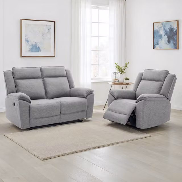 More4Homes Skye 2 and 1 Linen Electric Recliner Sofa Set, Grey