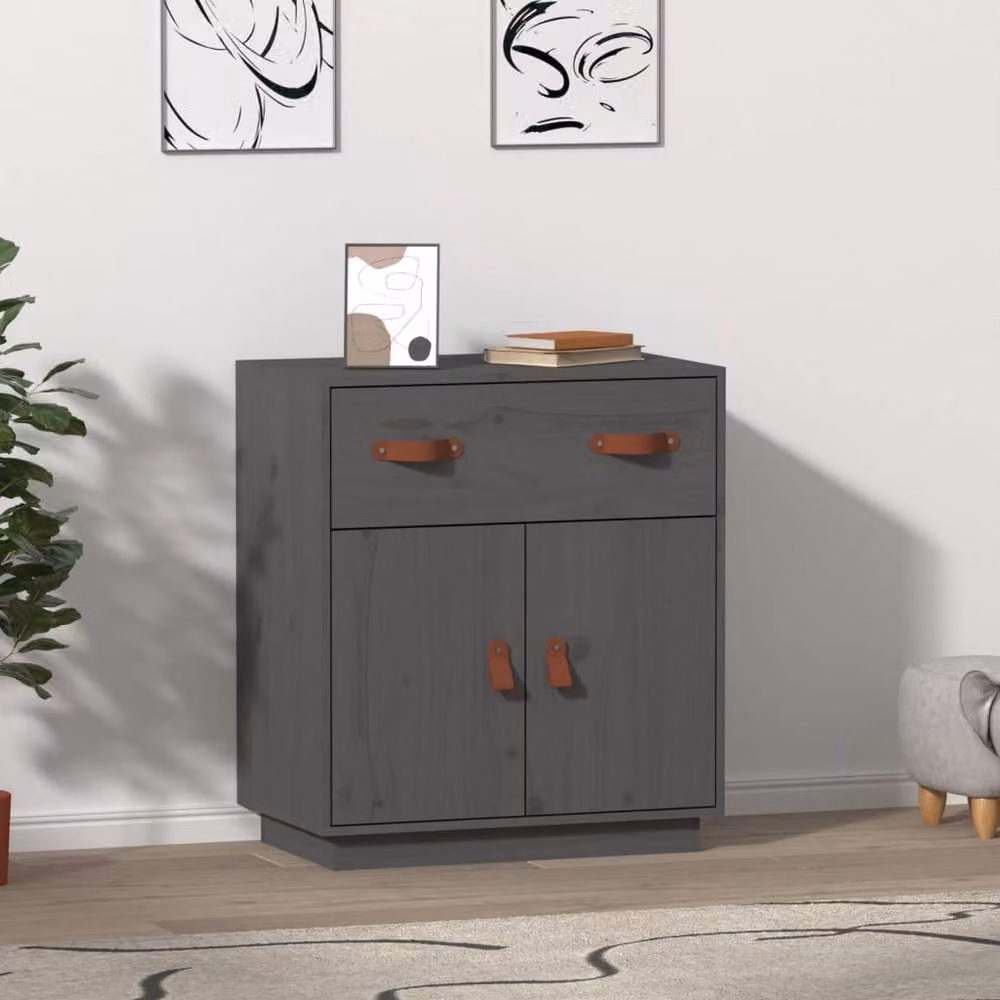Berkfield Home Grey Solid Wood Pine Sideboard W/D/H: 65.5 x 40 x 75 cm – 2