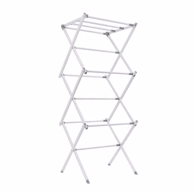 JVL Extendable 3 Tier Foldable Concertina Clothes Airer, White