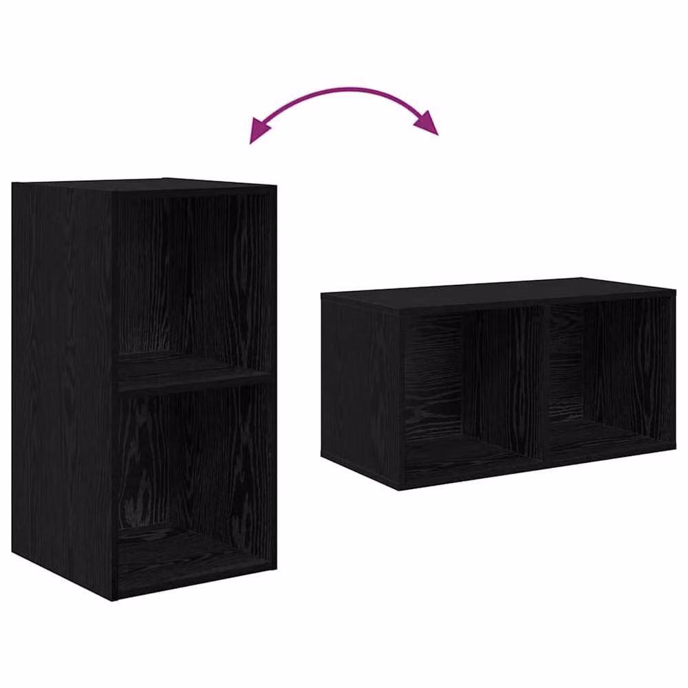 Berkfield Home 4-Piece Wall TV Cabinet in Black Oak, W/D/H: 37 x 37 x 72 cm – 6