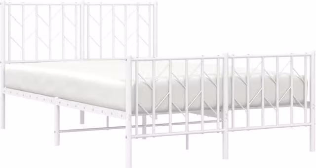 Berkfield Home Metal Bed Frame with Footboard, White, W/D/H: 120 x 190 cm – 1