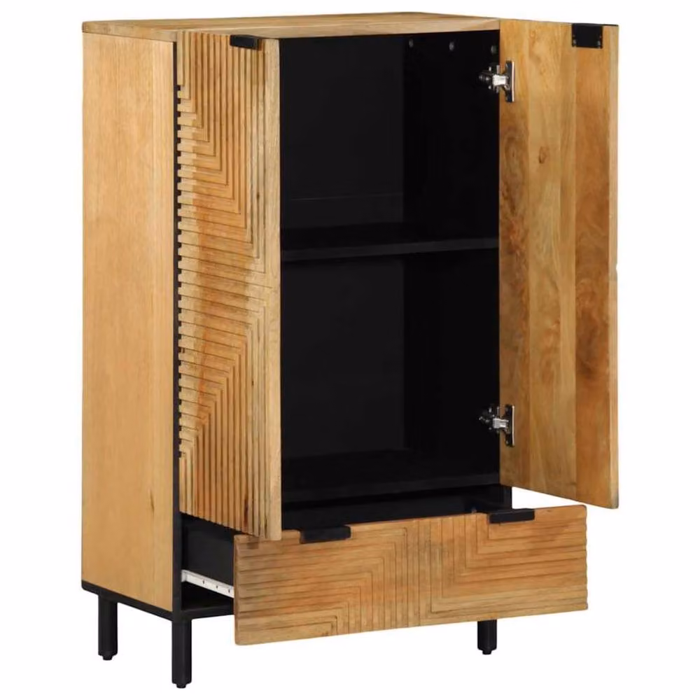 Berkfield Home Brown Mango and Acacia Wood Highboard, W/D/H: 60 x 33 x 100 cm – 2