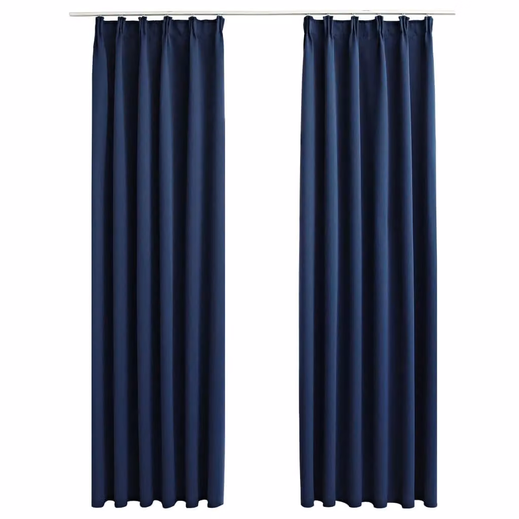 Berkfield Home Blue Blackout Curtain Fabric Panels with Hooks, 2 Pack, W: 140 cm, H: 245 cm – 2