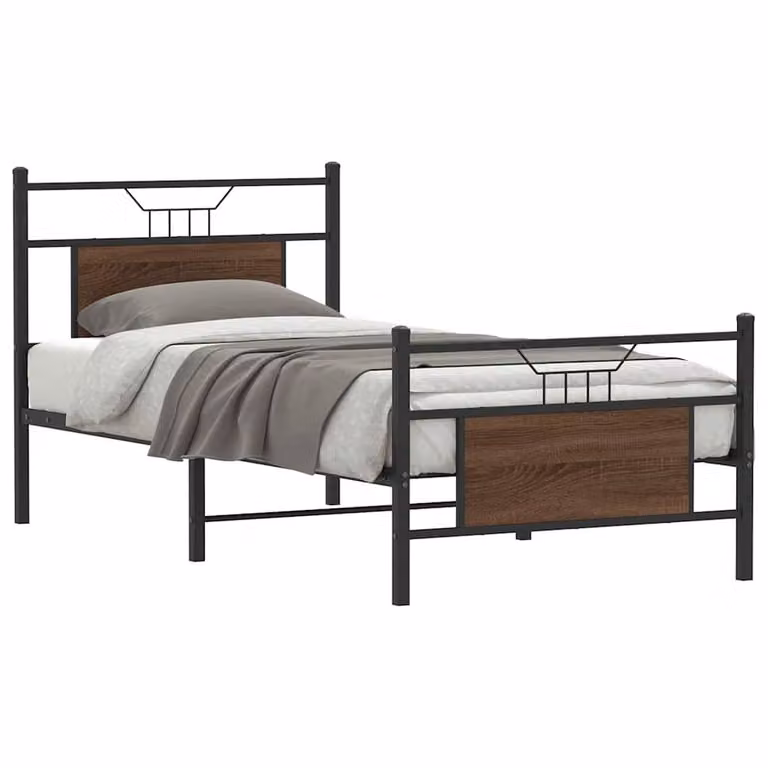 Berkfield Home Brown Oak Bed Frame in Engineered Wood W/D/H: 80 x 200 cm