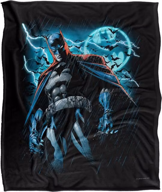 DC Comics Batman Stormy Knight Blanket in White, W: 152 cm, D: 127 cm – 1