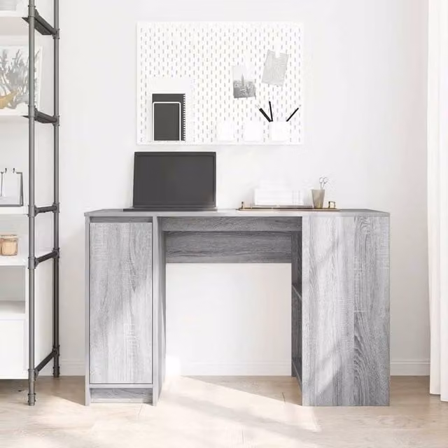 Berkfield Home Grey Sonoma Modern Writing Desk in Engineered Wood, W/D/H: 120 x 42 x 76 cm