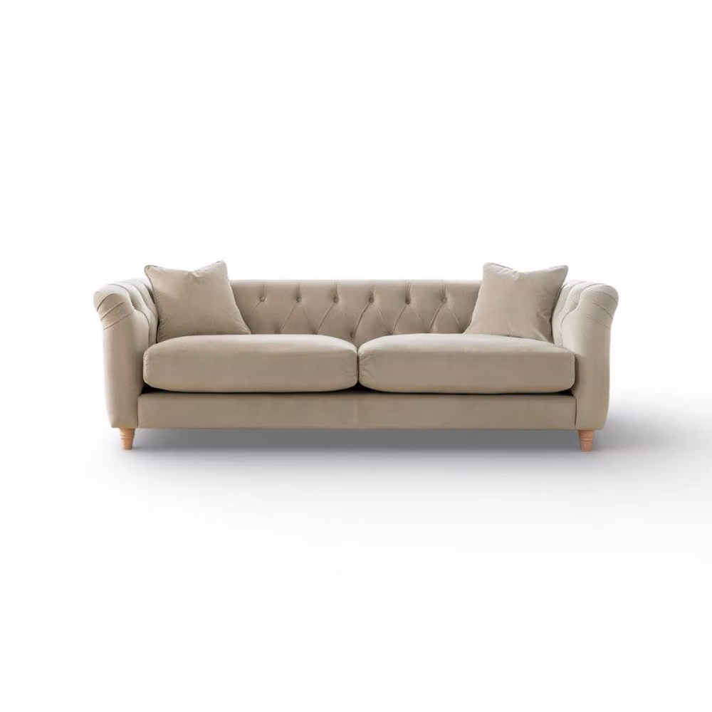 The Great Sofa Company Kensington 3-Seater Velvet Chesterfield Sofa in Cream – 2