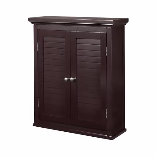 Teamson Home Brown Wooden Double Door Wall Mounted Bathroom Cabinet with Internal Shelves