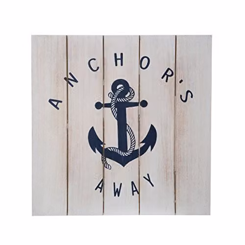 Premier Housewares Sailor Wall Art in Blue and White, W/H: 28 x 28 cm