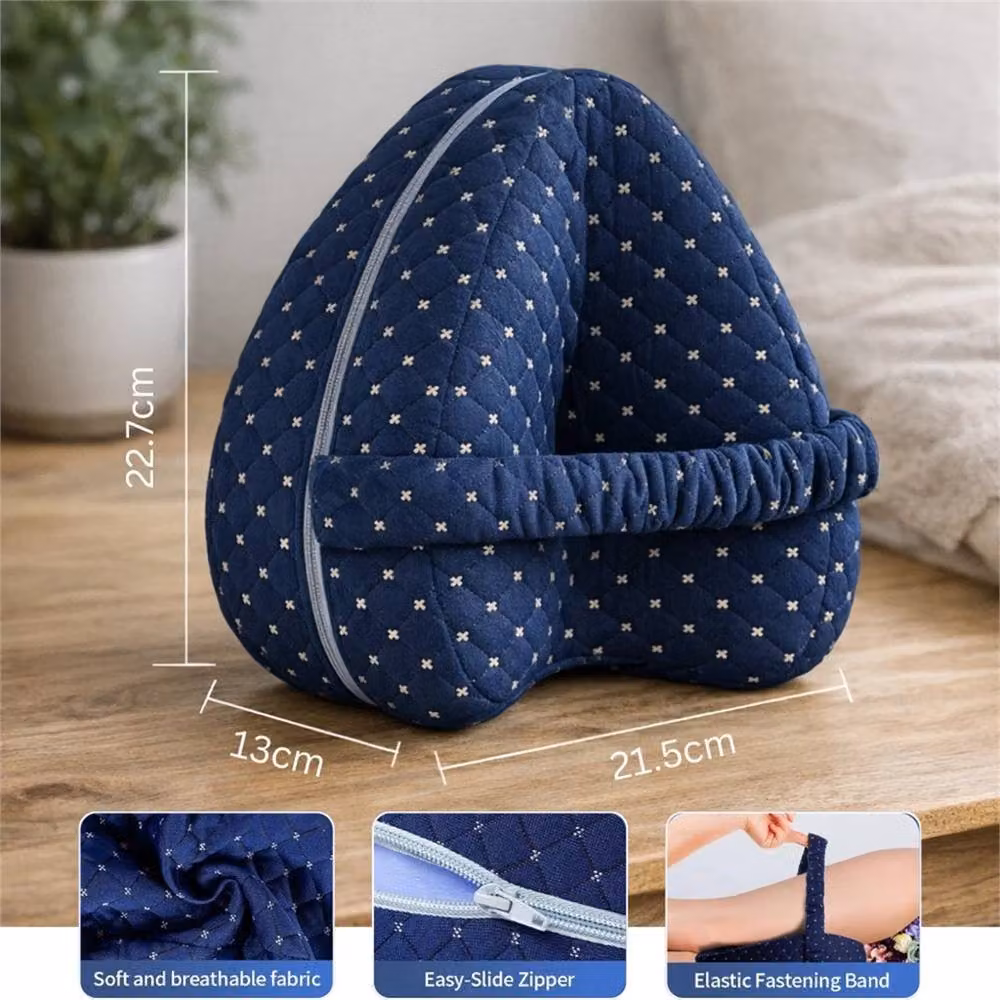 Nordara ONESAVE Alignment Pillow in Navy Blue with Contoured Memory Foam for Side Sleeping and Knee Leg Support – 6