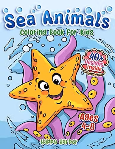 Happy Harper Sea Animals Colouring Book for Children, Multicolour