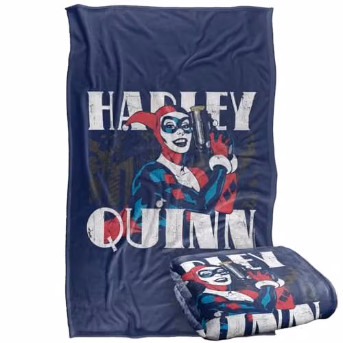 Warner Bros. Batman and Harley Quinn Super Soft Fleece Throw Blanket, Multicolour – 1