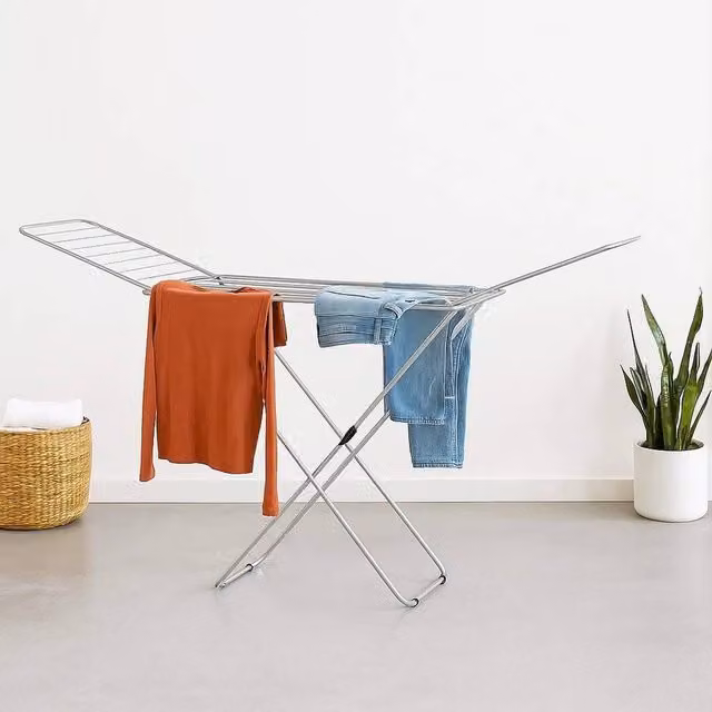 FORGEVIO Winged Foldable Laundry Clothes Dryer Rack with 18 Metres Drying Space in White