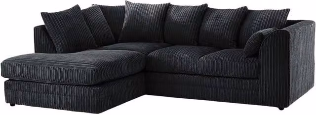 Bliss Furniture Jumbo Cord 4-Seater Left Hand Corner Sofa in Black