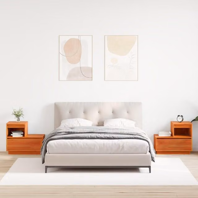 Berkfield Home Set of 2 Wax Brown Solid Pinewood Bedside Cabinets W/D/H: 60 x 34 x 51 cm – 1