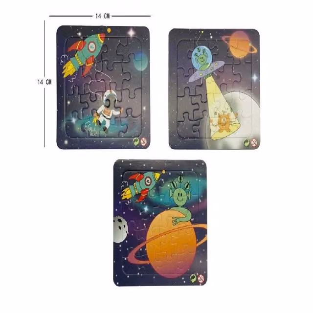 Kosmos Pack of 12 Space Mini Fantasy Frame Puzzles in White and Multicolour