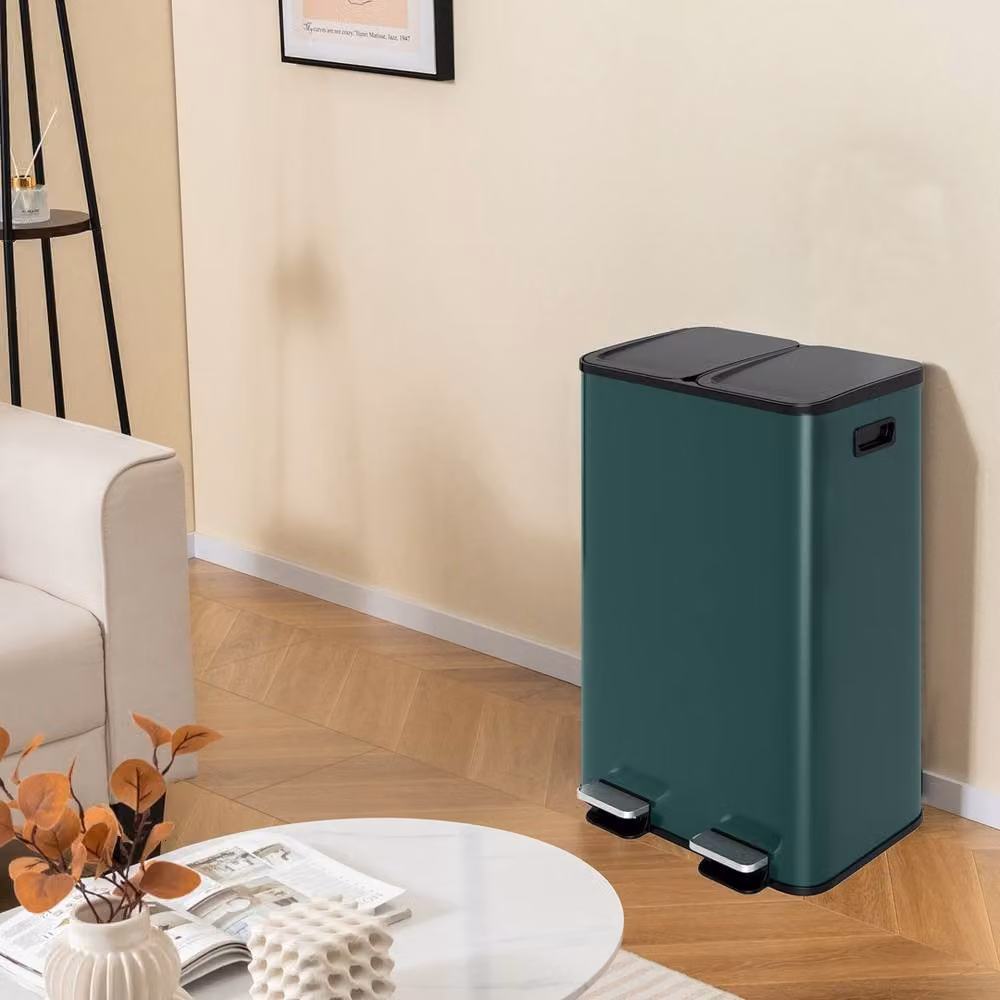 Havendro Green 60L Dual Compartment Pedal Bin with Two 30L Sections and Soft-Close Lid – 5
