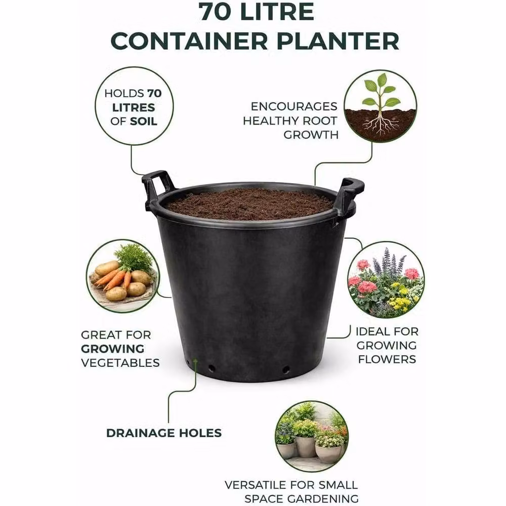 SPETLEK Large Black Plastic Plant Pot for Outdoor Garden Flowers and Trees – 3