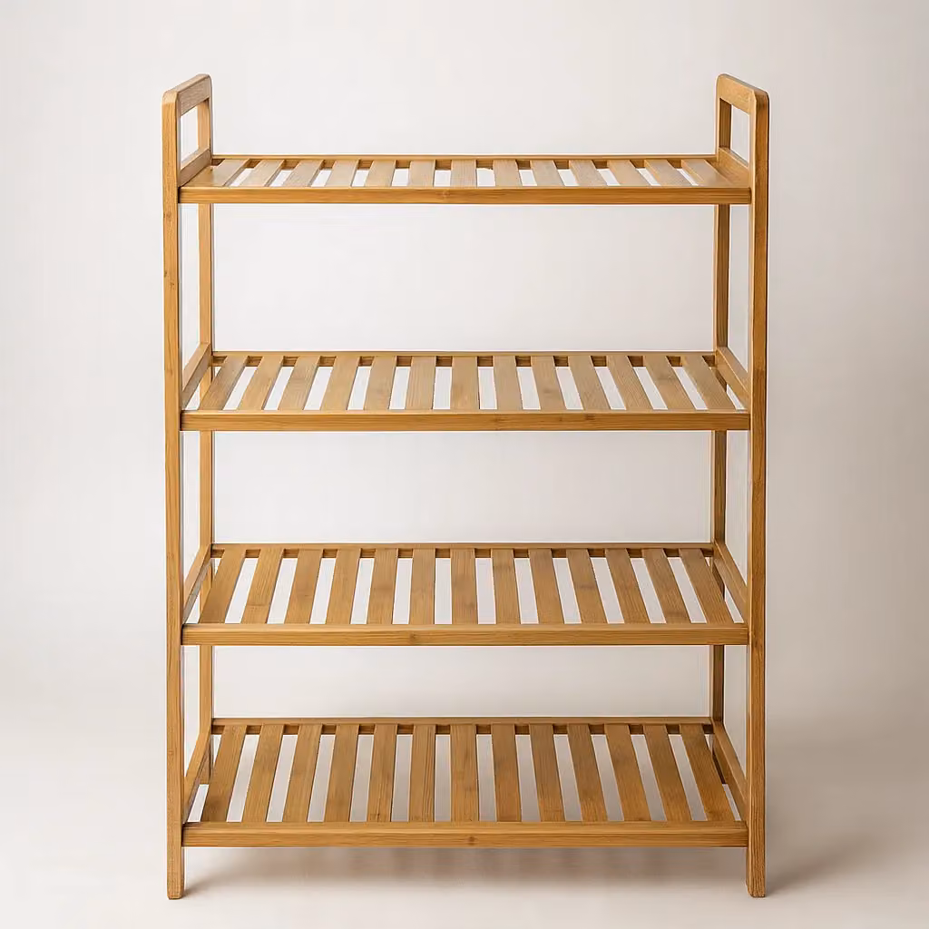 Pirlo Plush 4 Tier Bamboo Shelving Rack in Brown – 5