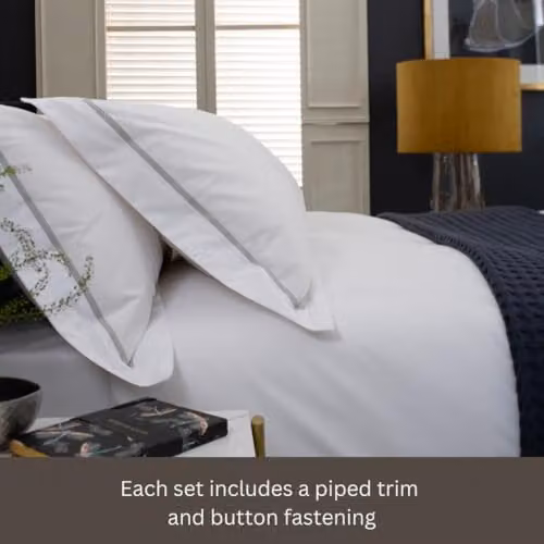 The Lyndon Company Hampstead 200 Thread Count 100% Cotton Duvet Cover and Pillowcase Set in Silver – 5