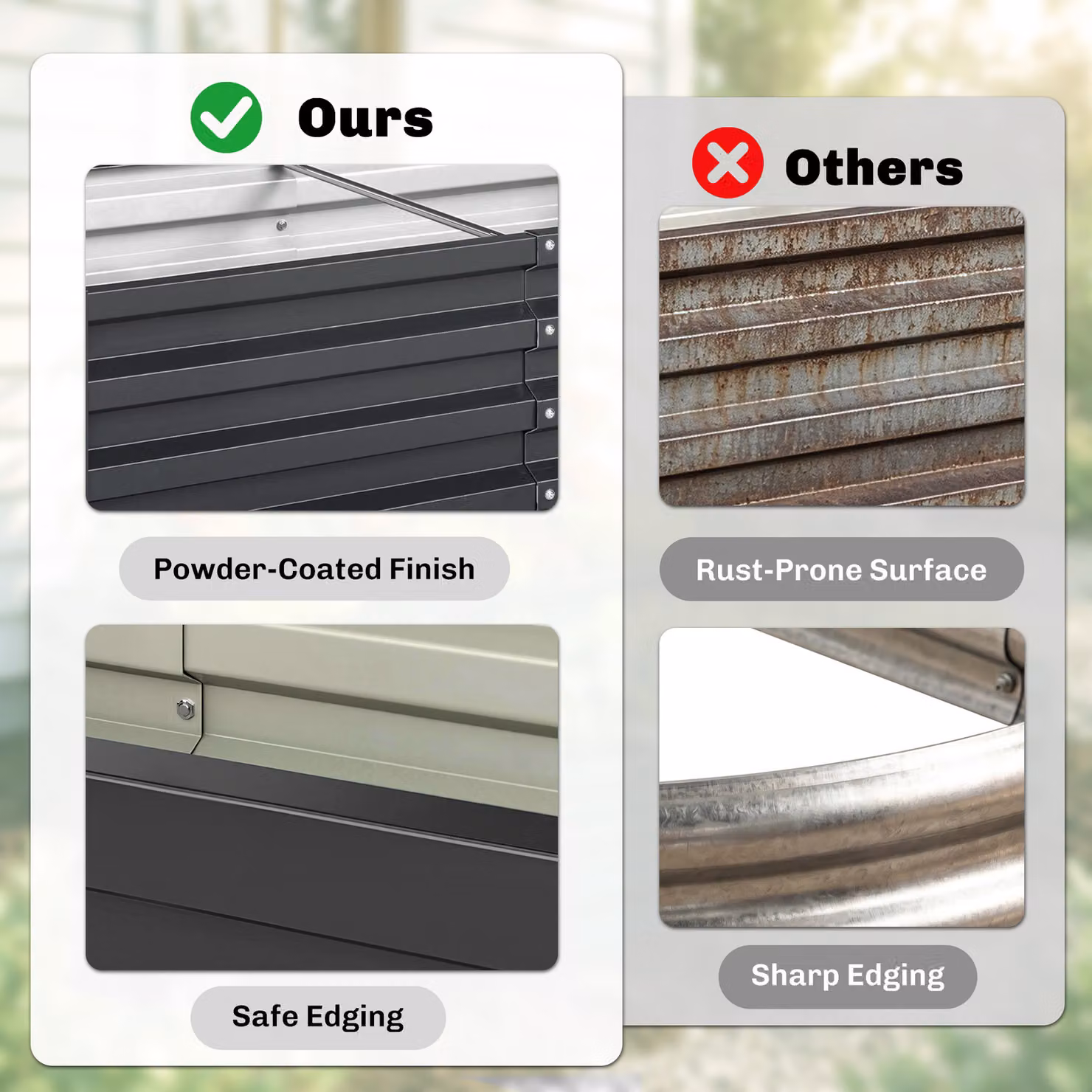 Outsunny Set of 2 Galvanised Steel Raised Garden Beds in Grey, W/D/H: 60 x 60 x 30.5 cm – 5