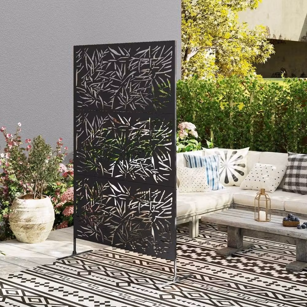 Kelvenix Decorative Steel Garden Privacy Screen in Black, W/H: 120 x 198.12 cm – 5