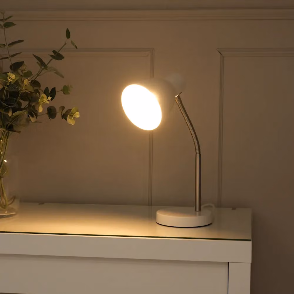 ValueLights White Adjustable Flexi Neck LED Desk Lamp for Reading and Task Lighting – 3