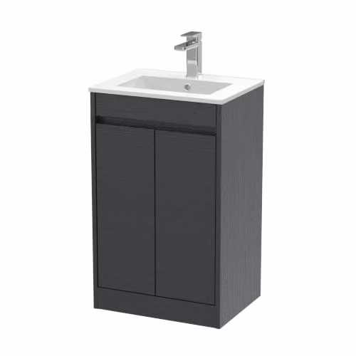 Balterley Modern 2 Door Freestanding Bathroom Vanity Unit with Basin and LED Lighting, Graphite Grey, W/D/H: 52 x 39.5 x 83.5 cm – 4