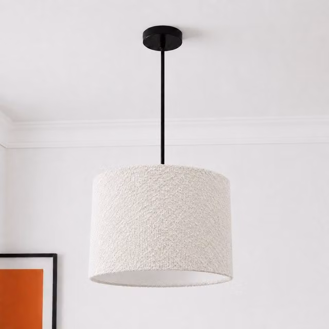 CGC Petra White Boucle Round Ceiling or Table Lamp Shade, Diameter: 30 cm