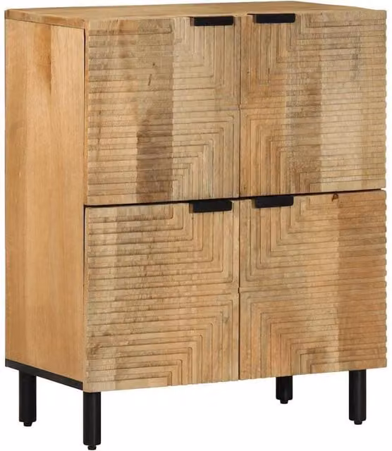 Berkfield Home Brown Mango Wood Modern Geometric Sideboard W/D/H: 60 x 33 x 75 cm – 1