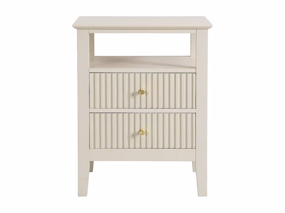 Niriva Vente-unique Bedside Table with 2 Drawers and 1 Shelf, Beige MDF, W: 48 cm, D: 35 cm, H: 62 cm – 2