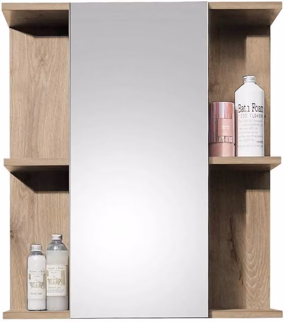 Cheshire Premium Summit Straight Wall Mounted Bathroom Mirror Cabinet with Glass Doors and Internal Shelves in Clear