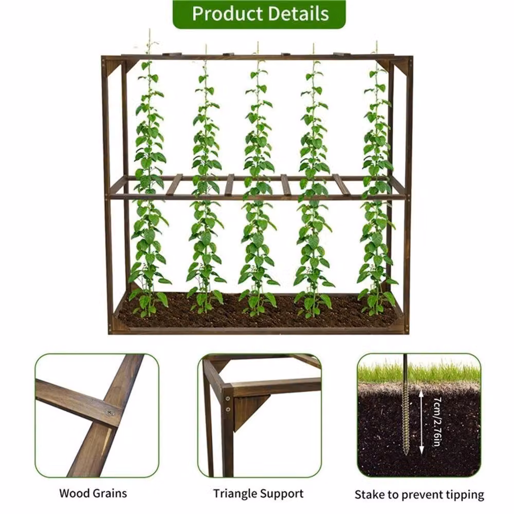Ventryn Brown Wooden Tomato Cage Trellis Plant Support for Vegetable Gardens – 3