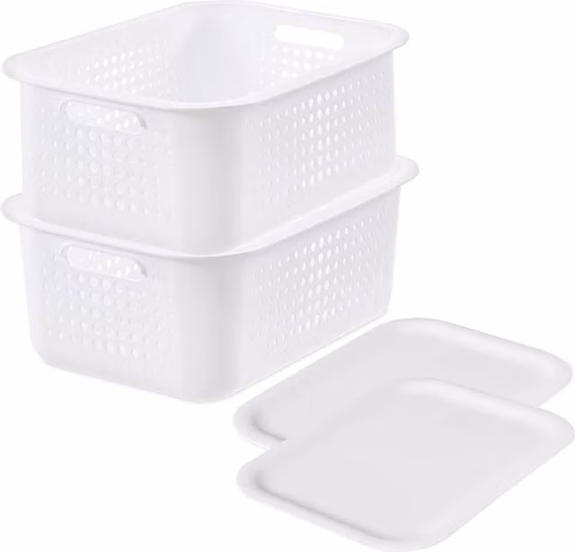 SmartStore 2-Pack Recycled Plastic Storage Boxes with Lids, White, 10 l