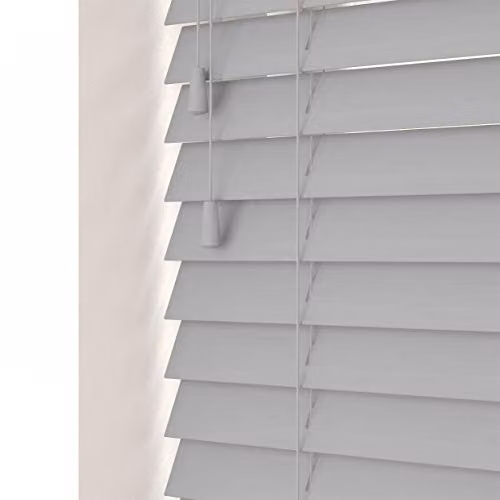 New Edge Blinds Grey Faux Wood Venetian Blind, Width: 80 cm, Drop: 120 cm