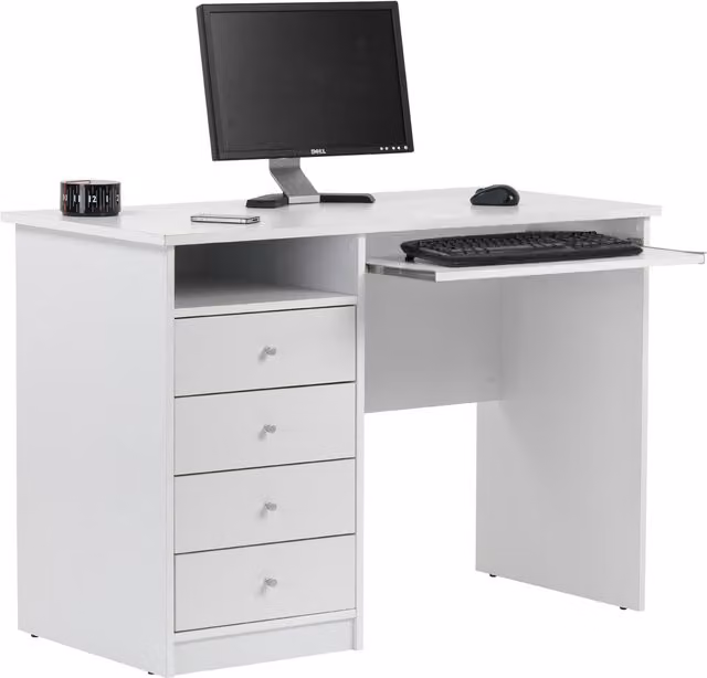 Alphason Marymount Modern Student Desk in White Matt Metal