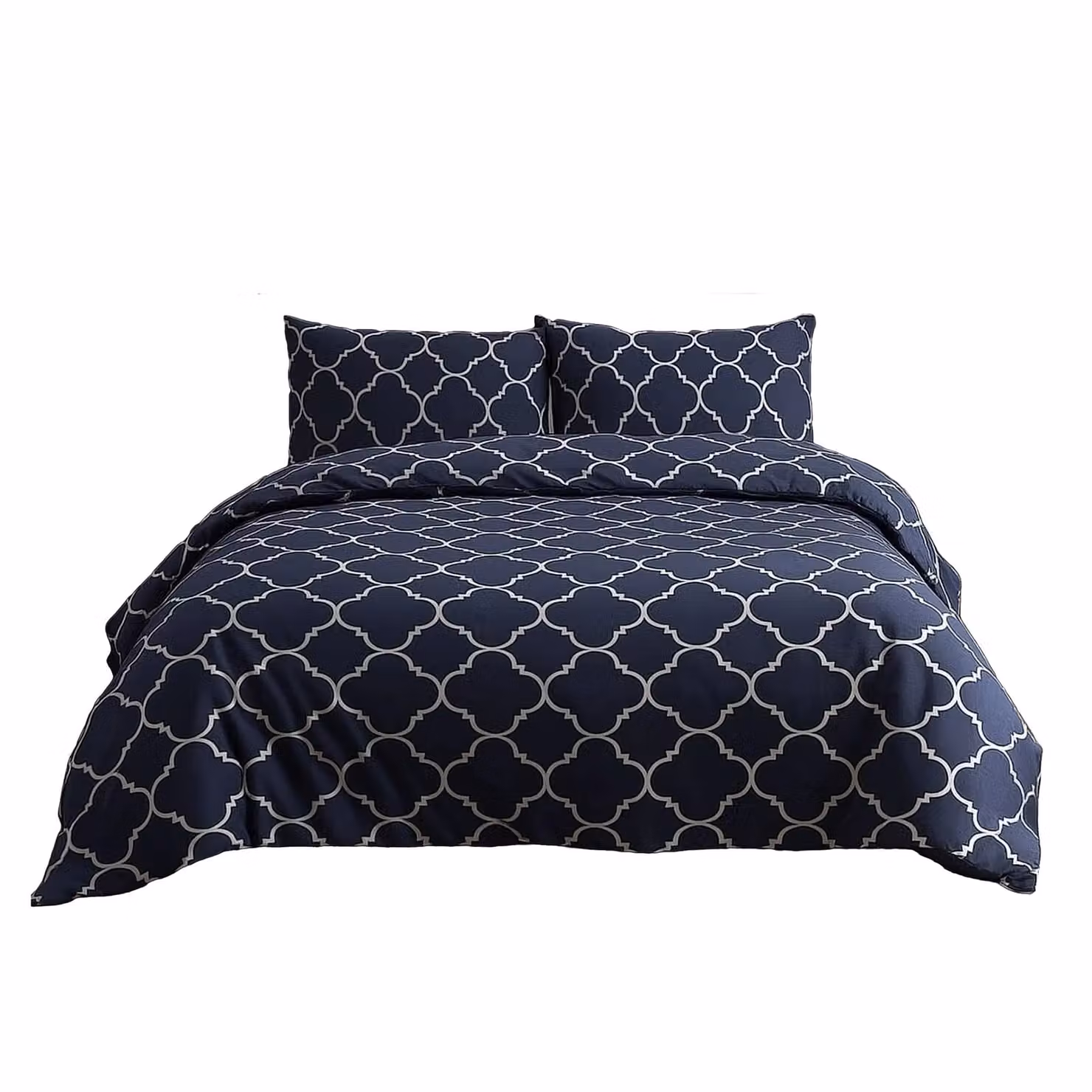 Snug City Grey Geometric Design Polycotton Duvet Cover and Pillowcase Set, W: 200 cm x D: 200 cm