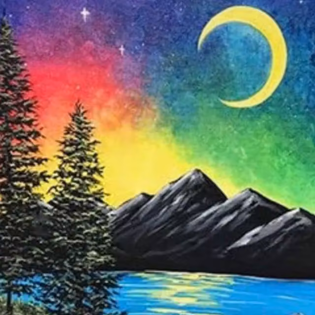 Syntego Moon and Mountains Diamond Painting Kit in Multicolour and Blue