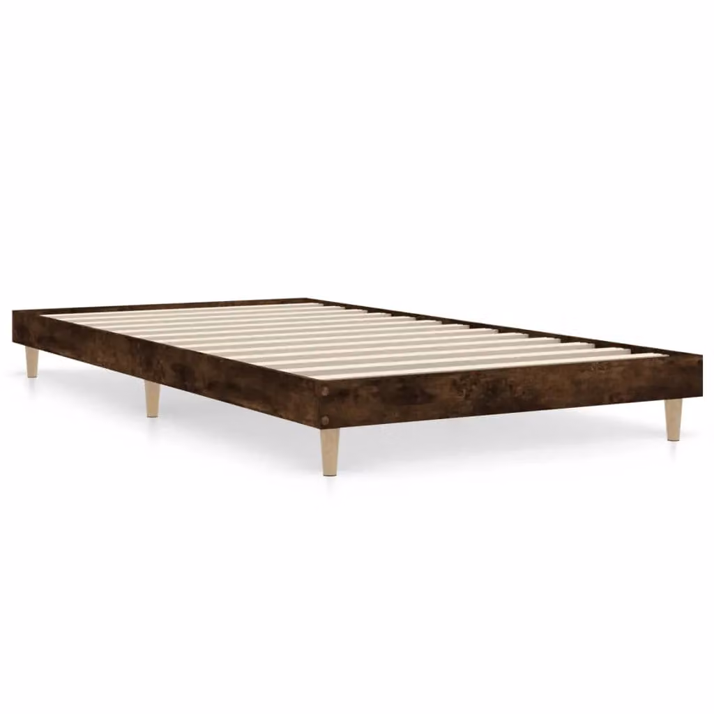 Berkfield Home Smoked Oak Bed Frame in Brown, Engineered Wood, W/D/H: 90 x 200 cm – 2