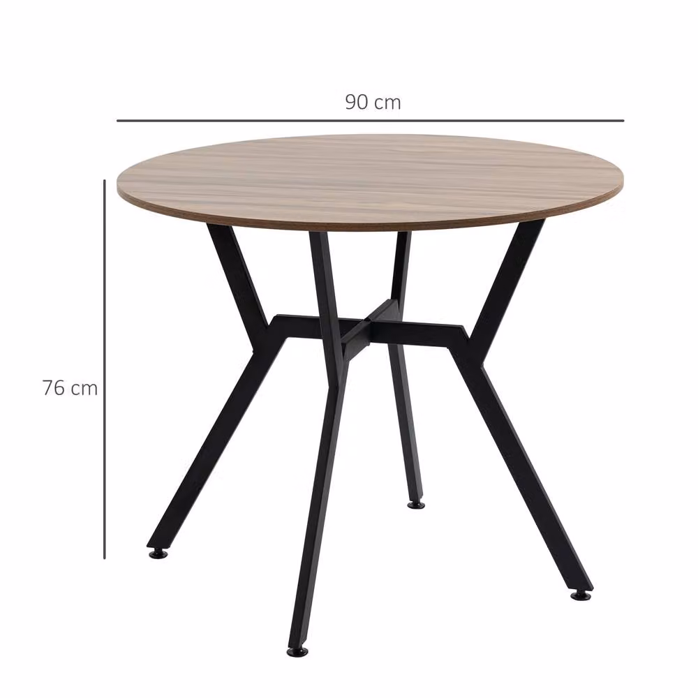 STILVORA Round Modern Dining Table in Brown with Wooden Structure, W: 90 cm, H: 76 cm – 3