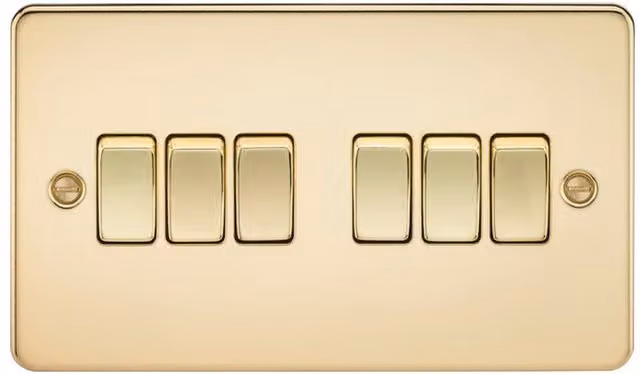 Knightsbridge FP4200PB Polished Brass Flush Plate 2-Way Switch