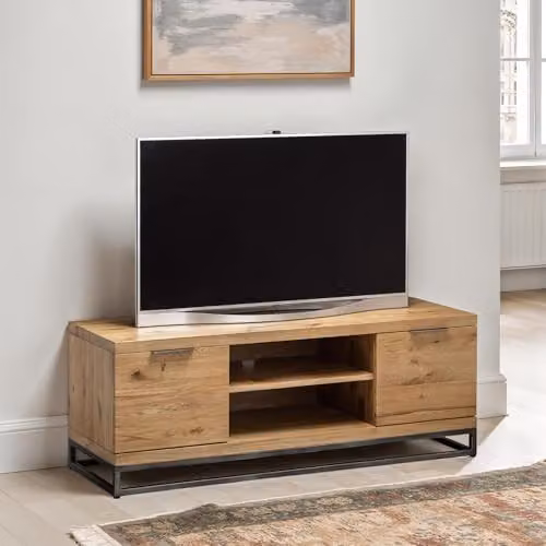 Julian Bowen Brooklyn Industrial Oak and Metal TV Unit, W: 120 cm, D: 40 cm, H: 50 cm – 2