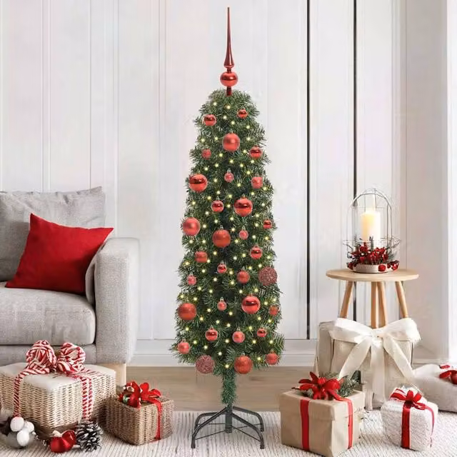 Berkfield Home Artificial Green Christmas Tree with 150 Warm White LEDs and Stand, Height: 150 cm