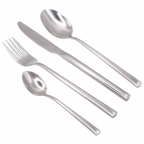 Argon Tableware Tondo Collection 24 Piece Stainless Steel Cutlery Set in Silver, 6-Person Dining Utensils Set